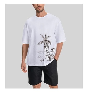 T-shirt décontracté surdimensionné à manches courtes en coton tricoté 100 % pour hommes, respirant, séchage rapide, écologique, design personnalisable, vente en gros - Product Image 5