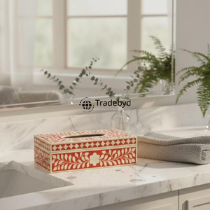 กล่องใส่กระดาษทิชชูหรูหรา งานฝีมือฝังกระดูก ดีไซน์รักษ์โลก ของตกแต่งบ้านและห้องน้ำ Tradebyd - Product Image 2