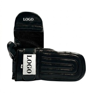 Fabrication en usine, impression de logo personnalisé, gants de boxe en cuir véritable pour l'entraînement de boxe, hommes et femmes - Product Image 1