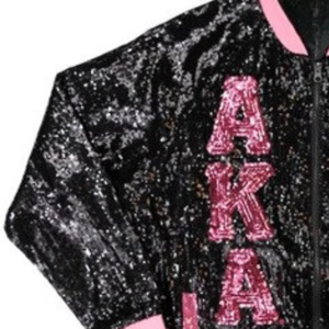 Custom Black Pink Sequin Bomber <b>Jacket</b> Long Sleeve <b>Zip</b> <b>Up</b> Varsity Teamwear Ribbed Trim Fashion Sportswear Casual Outerwear - Product Image 5