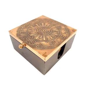 Brass Tea <b>Coasters</b> with Velvet Back Wooden Base Premium <b>Drink</b> <b>Coasters</b> for Cups Glasses - Product Image 5