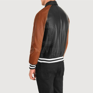 Blouson universitaire en cuir le plus vendu avec logo frontal, écologique, respirant, nouvelle collection hiver, faible MOQ - Product Image 3