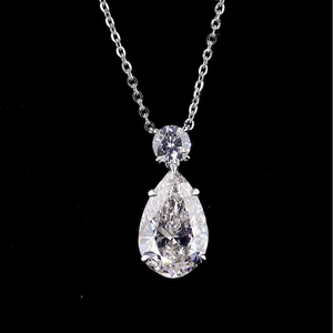 Collier élégant et tendance avec pendentif solitaire en diamant de laboratoire en forme de poire, chaîne à maillons en or blanc pour femme, idéal pour les mariages et les soirées - Product Image 5