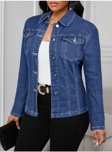 Veste décontractée en jean pour femme TRIBON SPORTS, style universitaire, manches longues, col rabattu, fermeture boutonnée, motif léopard, coupe classique, automne - Product Image 3