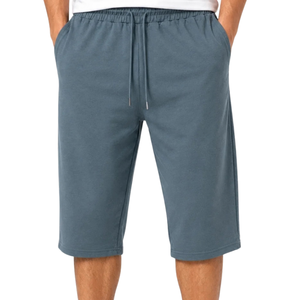 Custom <b>Mens</b> Slate Cotton Fleece Bermuda <b>Shorts</b> Elastic Waist Drawstring Side Pockets Easy Fit Casual Daily Wholesale <b>Long</b> <b>Shorts</b> - Product Image 1