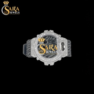 Reloj de Pulsera de Goma Negra de Excelente Calidad, Estilo G-Shock Mossinate, Totalmente Decorado con Piedras, para Estilo Hip Hop, Disponible a Precio de Fábrica - Product Image 3