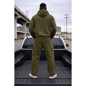 OEM Custom Distressed Patch Embroidery Logo Acid Wash Vintage Winter 100% Cotton Pullover Hoodie Flared Sweats <b>Pants</b> Heavyweight - Product Image 4