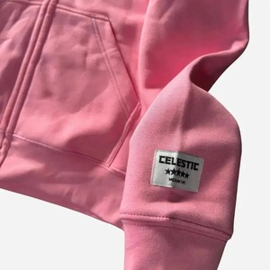 เสื้อฮู้ดซิปสีชมพูแบบกำหนดเองสำหรับผู้ชายปี 2026 น้ำหนัก 350 GSM ปักโลโก้ด้านหน้า ทรงโอเวอร์ไซส์ ยูนิเซ็กส์ สวมใส่สบายในฤดูหนาว ผลิตจากผ้าฝ้าย 100% - Product Image 3