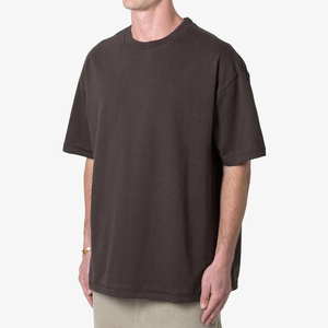 เสื้อยืดคอกลมแขนสั้นผู้ชายผ้าฝ้าย 300 GSM ทรงโอเวอร์ไซส์ สีพื้น สไตล์ลำลอง ขายส่ง - Product Image 1