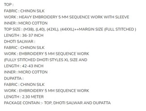 MOST PICKED COTTON EMBROIDERY SEQUENCE WORK TOP <b>DHOTI</b> <b>SALWAR</b> with DUPATTA SEA GREEN FLOOR-LENGTH PARTY 78472 - Product Image 2