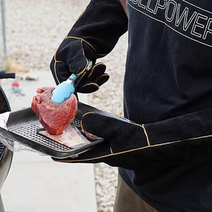 Gants de soudage durables pour hommes, 15,5 pouces, à manches longues, anti-vibrations, antidérapants, résistants à la chaleur, pour la protection des mains lors du barbecue et des grillades - Product Image 6