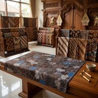 Kain Katun Ramah Lingkungan Batik Tulis Indonesia Buatan Tangan dengan Motif Tradisional Sekar Jagad Klasik Sogan untuk Dekorasi Rumah.