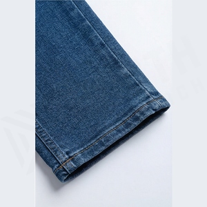 Jean en denim coupe droite délavé foncé pour homme, taille mi-haute, coupe ajustée, en coton, style décontracté, pantalon de printemps - Product Image 6