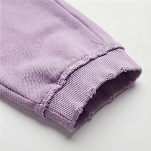 Conjunto de Top Corto sin Mangas con Capucha y Pantalones Jogger para Mujer, Color Lavanda Sólido, Informal, de Felpa, Dos Piezas, para Primavera/Verano - Product Image 6