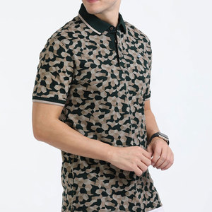 เสื้อโปโลแขนสั้นลายพรางสำหรับผู้ชาย ทรงปกติ ระบายอากาศได้ดี ผ้าฝ้ายอ๊อกซ์ฟอร์ด สไตล์ลำลอง โลโก้ด้านหน้า - Product Image 5