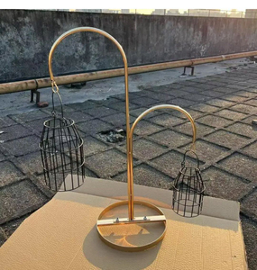 <b>Brass</b> Metal Candle Holder <b>Lantern</b> Stand with Dual Hanging Candles for Home Decoration - Product Image 5