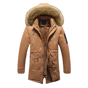 Veste d'hiver pour homme, épaisse, avec col en fourrure longue, coupe-vent, à capuche, parka chaude, multi-poches, fermeture éclair, polaire, veste d'extérieur - Product Image 3