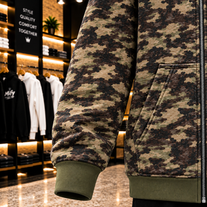 Nouveau Hoodie Zippé Premium 2026 en Gros avec Logo Sérigraphié, Hoodie Camouflage Oversize Décontracté pour Hommes - Product Image 3