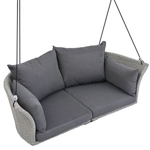 51.9\" 2-Person <b>Hanging</b> Swing Seat Rattan Woven Porch <b>Chair</b> with Ropes Stylish Patio Swings - Product Image 5