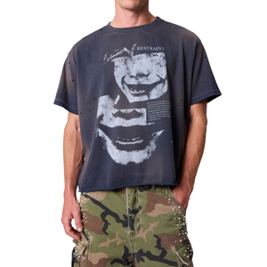 T-shirt Homme Col Rond Manches Courtes Coupe Oversize Effet Délavé Vintage Graphique Avant et Arrière Streetwear Vente en Gros Personnalisé OEM Coton - Product Image 4