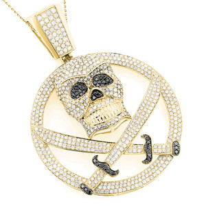 Colgante de Moissanita de Plata 925 de Alta Calidad Personalizado, Joyería Hip Hop, Colgante de Calavera Pirata con Diamantes de Moissanita - Product Image 2