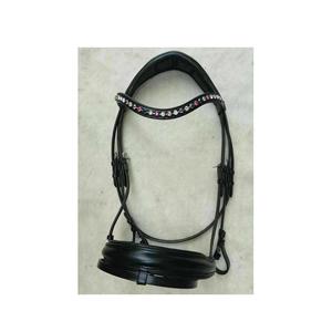 Brida de Doma con Banda de Cuero Multicolor y Cristales, Riendas de Tela, MH Global Exports MH-HB-88, Logotipo Personalizado, Cómoda y Duradera - Product Image 1