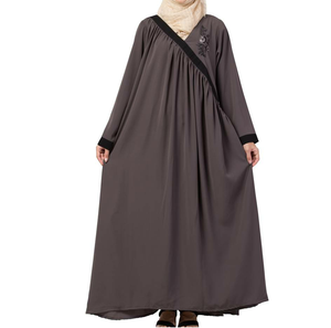 Abaya à double couche à ouverture frontale, couleur jaune, tissu Nida, vêtements islamiques modestes, designs personnalisés, abaya à manches longues - Product Image 2