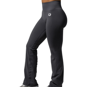 Pantalon évasé gris anthracite pour femme, taille mi-haute, extensible, pour le sport, le fitness, le yoga, l'entraînement, vêtements de sport performants - Product Image 3