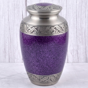 Urna Funeraria de Latón con Patrón de Hojas Grises y Plateadas, Acabado Pulido, para Cenizas Humanas, Urna Conmemorativa - Product Image 6