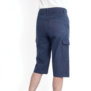 Shorts cargo bleu marine pour homme, taille mi-haute, fermeture boutonnée, style décontracté avec poches latérales, tissu Oxford respirant - Product Image 6