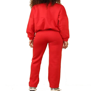 Ensemble de survêtement décontracté deux pièces pour femme, grande taille, haute qualité, élégant, à capuche, 100 % coton respirant, vente en gros - Product Image 3