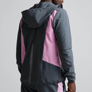 Men's Black <b>Pink</b> Color Blocking Racer <b>Jacket</b> Windproof Zipper Closure Stand Collar Sporty Style Polyester Autumn Wear - Product Image 6