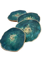 Posavasos de Resina de Lujo en Azul con Copos Dorados, Perfectos para una Cena Elegante y Decoración Moderna del Hogar a Precios de Mayoreo - Product Image 5