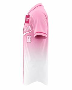Camiseta de Béisbol Claw Intl Rosa con Degradado Blanco, Número 66, Manga Corta, Unisex, Transpirable, de Poliéster, para Adultos - Product Image 6