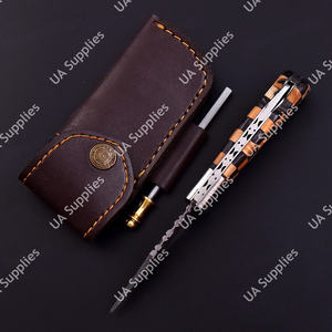 Damascus Steel Camping <b>Folding</b> Pocket <b>Utility</b> <b>Knife</b> OEM ODM OBM Drop Point Blade Slide Open Colorful Handle Industrial Grade - Product Image 3