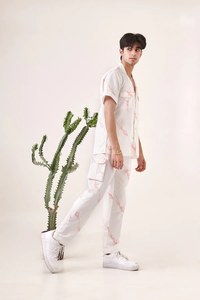 Chemise élégante pour homme à manches courtes, en coton mélangé, imprimée à la main, pour l'été, décontractée, confortable, respirante, idéale pour les voyages - Product Image 3