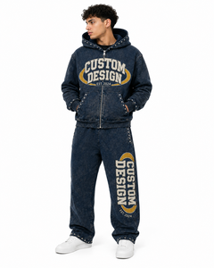 Tracksuit Set <b>Zip</b> Up Hoodie Wide Leg Pants Streetwear Style Graphic Lettering Matching Custom Apparel Unisex Adult Autumn - Product Image 4