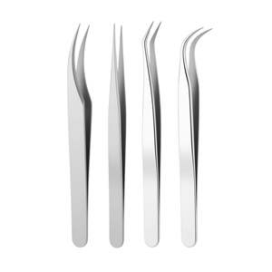 Pinzas para Extensión de Pestañas y Cejas de Acero Inoxidable UBI con Punta Curva, Acabado Rayado Duradero, Herramienta para Salón y Uso Doméstico - Product Image 2