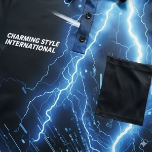 เสื้อโปโลพิมพ์ลายแบบซับลิเมชั่น ดีไซน์ตามสั่ง ผลิตจากโพลีเอสเตอร์ 100% สำหรับผู้ชาย - Product Image 5