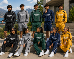 Survêtement en nylon patchwork personnalisé, style streetwear, fabricant de sweats à capuche légers zippés et shorts, ensembles de survêtements de haute qualité et tendance - Product Image 4