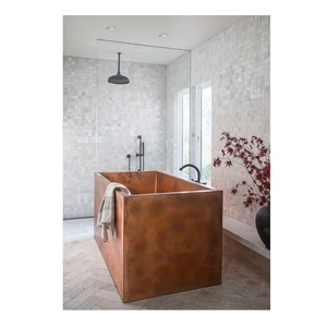 Bañera Rectangular de Cobre Martillado, Independiente, de Lujo, Moderna, Elegante y Ecológica, con Laterales Acampanados - Product Image 3