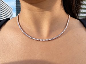 สร้อยคอเทนนิสเพชร 5 กะรัต ผลิตในห้องปฏิบัติการ ทองคำแท้ 14K  แบบ unisex  ความใส VVS ของขวัญแต่งงาน เครื่องประดับสั่งทำพิเศษ - Product Image 6