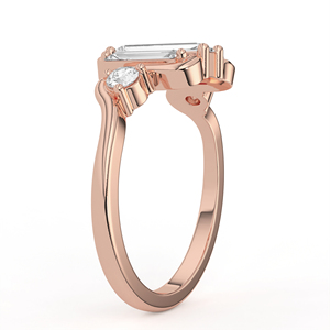 Anillo de Oro Amarillo de 14K y 18K con Diamante Cultivado en Laboratorio, Corte Baguette, Centro con Cinta Ondulada, Múltiples Piedras, Diseño Geométrico Mixto, Joyería Fina - Product Image 4