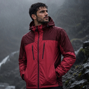OEM Custom Print Men's Safari <b>Jackets</b> <b>Waterproof</b> Removable Hood Windproof Zipper Autumn Season Customized OEM - Product Image 3