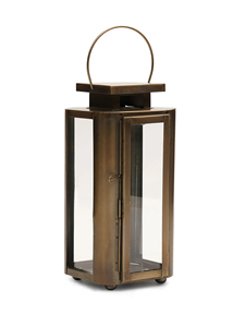 Farol moderno de metal y vidrio con acabado en bronce, centro de mesa para decoración de bodas al aire libre, hecho a mano. - Product Image 4