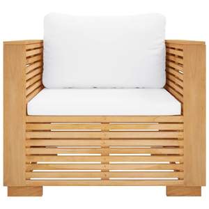 Sillón Individual de Madera de Teca Sólida, Duradero y Elegante en Teca y Crema para Uso en Jardín - Product Image 3