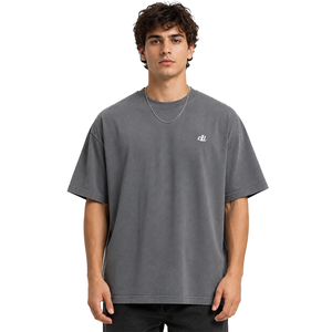 T-shirt surdimensionné de qualité supérieure, impression de logo personnalisée, 280 g/m², 100 % coton, chemises pour hommes, tissu lourd, teinture au fini, streetwear décontracté, OEM - Product Image 1