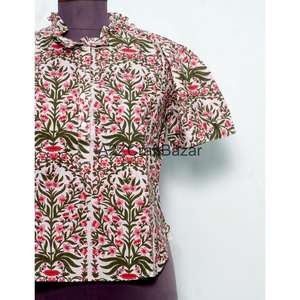 Blusa de Mujer Hecha a Mano 100% Algodón Puro de la India, Tela de Alta Calidad con Estampado Floral, Ecológica, Ropa Casual de Verano - Product Image 2