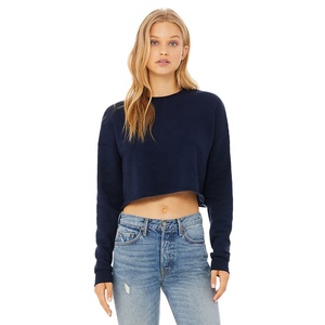 BELLA + CANVAS <strong>Women's</strong> Autumn Crop Crew <strong>Fleece</strong> 7503 <strong>Navy</strong> Pullover Dropped Shoulder Waterproof Breathable Eco-Friendly Sweatshirt - Product Image 1