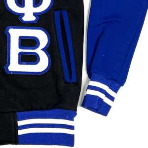 Chaqueta universitaria de lana negra Zeta Phi Beta con bordado de chenilla para mujer, ropa griega, estilo bomber con mangas acanaladas personalizadas de primera calidad - Product Image 5